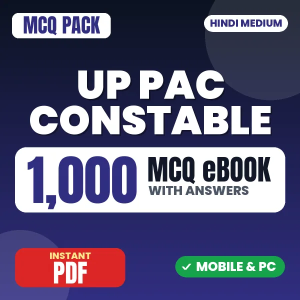 UP PAC Constable Exam – 1000 MCQ eBook with Answers | Hindi Medium PDF Download