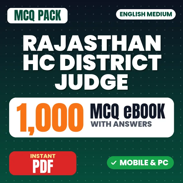 Rajasthan HC District Judge Prelims Exam – 1000 MCQ eBook with Answers | English Medium PDF Download