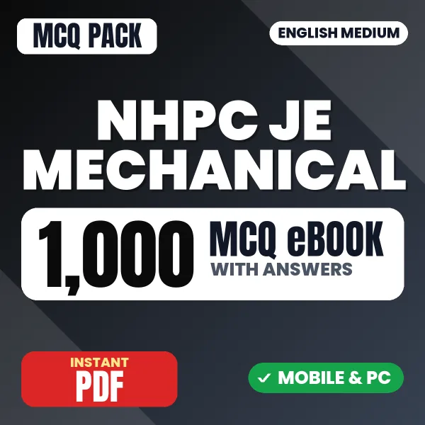NHPC JE Mechanical Exam – 1000 MCQ eBook with Answers | English Medium PDF Download