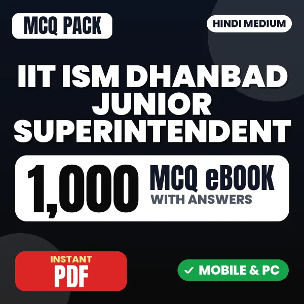 IIT ISM Dhanbad Junior Superintendent Exam – 1000 MCQ eBook with Answers | Hindi Medium PDF Download