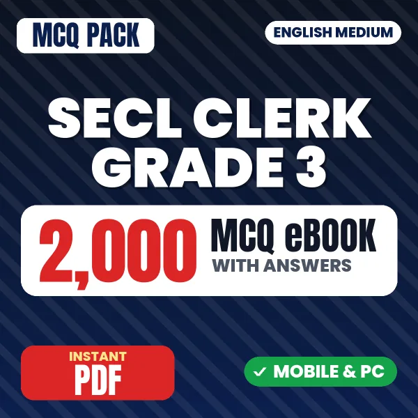 SECL Clerk Grade III Exam (Mechanical) – 2000 MCQ eBook with Answers | English Medium PDF Download