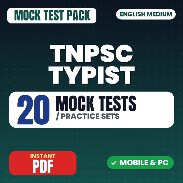 TNPSC Typist Exam PART B – 20 Mock Tests / Practice Sets | English Medium PDF Download