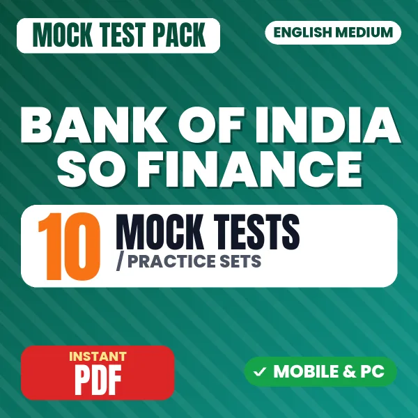 Bank of India SO (Finance / Accounts / Taxation) Exam – 10 Mock Tests / Practice Sets | English Medium PDF Download