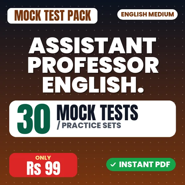 Assistant Professor English. – 30 Mock Tests / Practice Sets | English Medium PDF Download