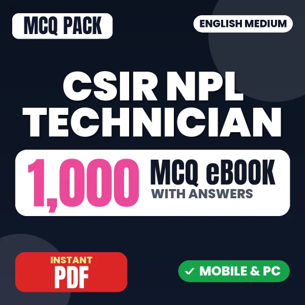CSIR NPL Technician Exam Paper I – 1000 MCQ eBook with Answers | English Medium PDF Download