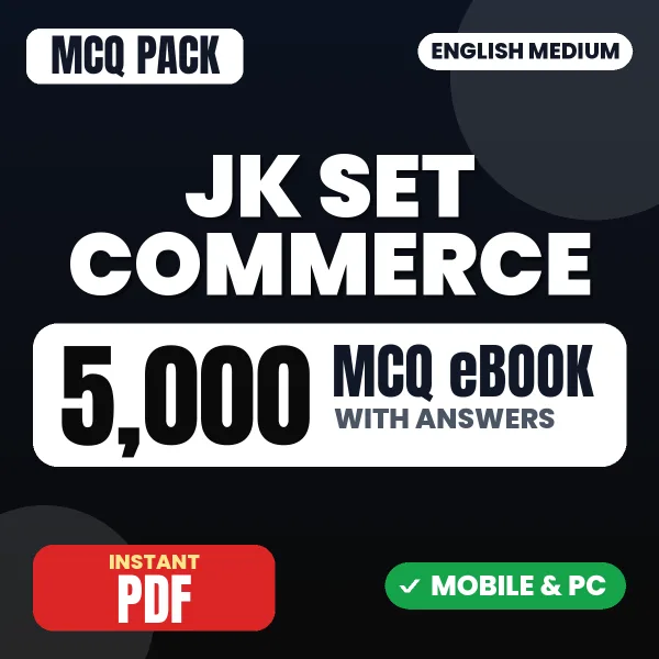JK SET Commerce (Paper 2) Exam – 5000 MCQ eBook with Answers | English Medium PDF Download
