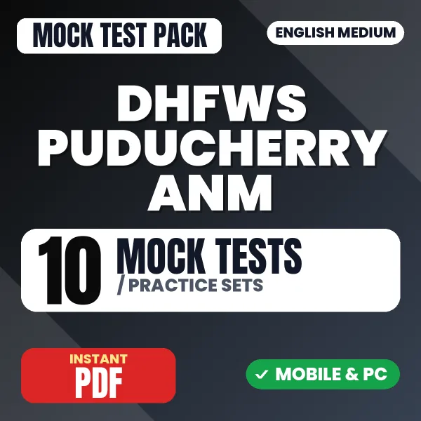 DHFWS Puducherry ANM Exam Paper 1 – 10 Mock Tests / Practice Sets | English Medium PDF Download