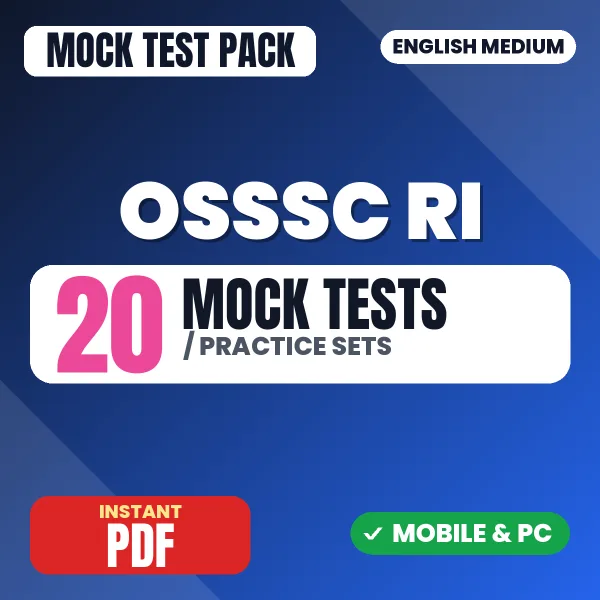OSSSC Revenue Inspector Prelims Exam – 20 Mock Tests / Practice Sets | English Medium PDF Download