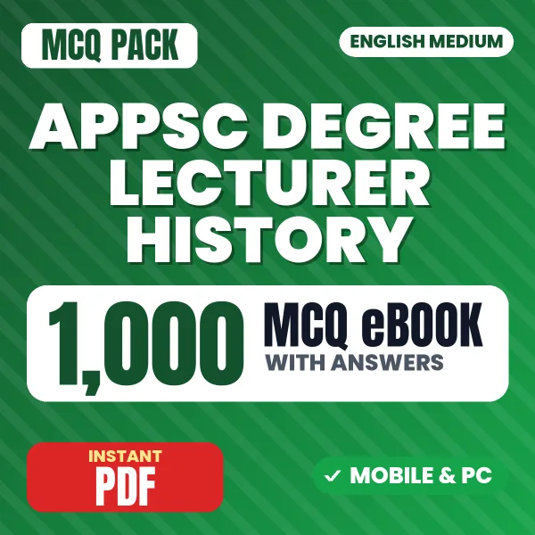 APPSC Degree Lecturer History Exam Paper II – 1000 MCQ eBook with Answers | English Medium PDF Download
