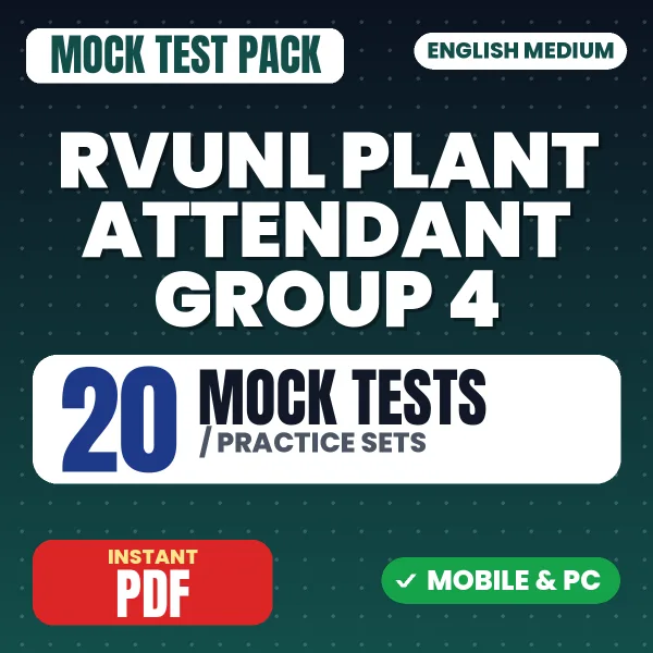 RVUNL Plant Attendant (Group 4) Prelims Exam – 20 Mock Tests / Practice Sets | English Medium PDF Download
