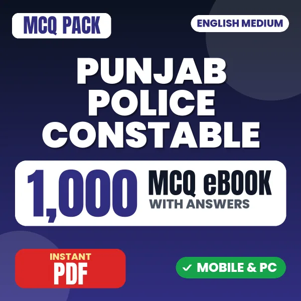 Punjab Police Constable Paper-1 Exam – 1000 MCQ eBook with Answers | English Medium PDF Download