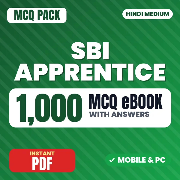 SBI Apprentice Exam – 1000 MCQ eBook with Answers | Hindi Medium PDF Download