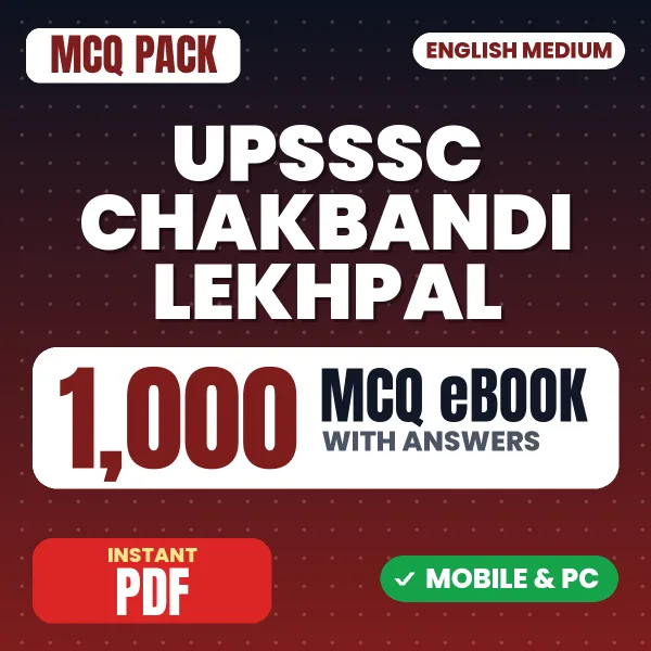 UPSSSC Chakbandi Lekhpal Exam – 1000 MCQ eBook with Answers | English Medium PDF Download