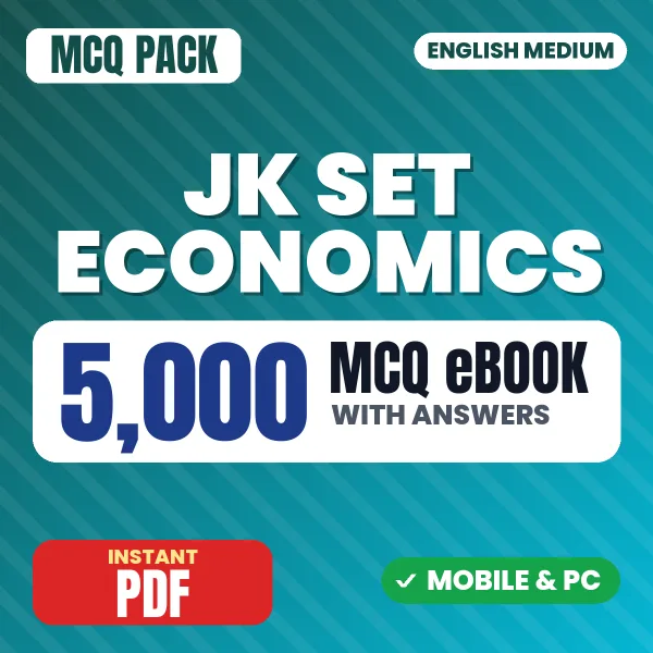 JK SET Economics (Paper 2) Exam – 5000 MCQ eBook with Answers | English Medium PDF Download