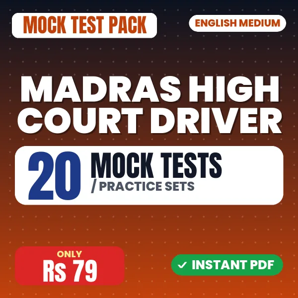 Madras High Court Driver Exam – 20 Mock Tests / Practice Sets | English Medium PDF Download