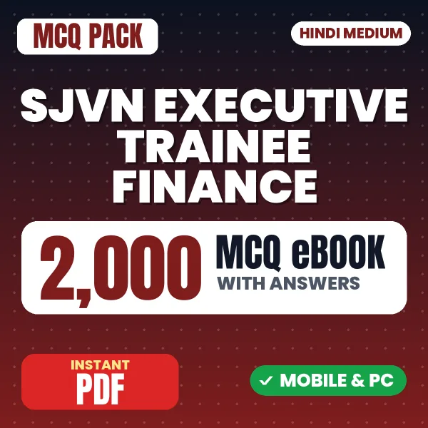 SJVN Executive Trainee (Finance) Exam – 2000 MCQ eBook with Answers | Hindi Medium PDF Download