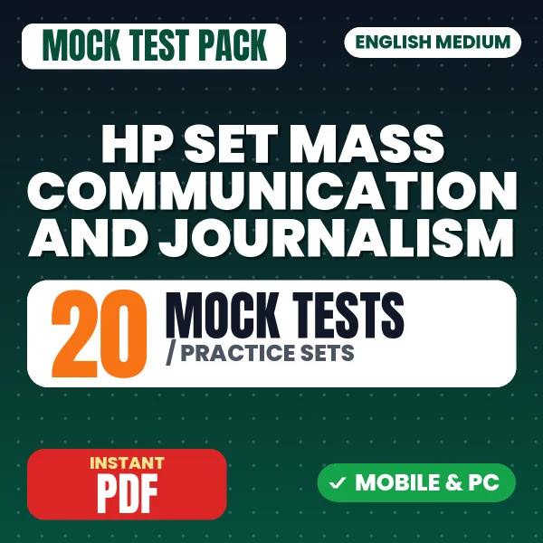 HP SET Mass Communication and Journalism Exam Paper 2 – 20 Mock Tests / Practice Sets | English Medium PDF Download