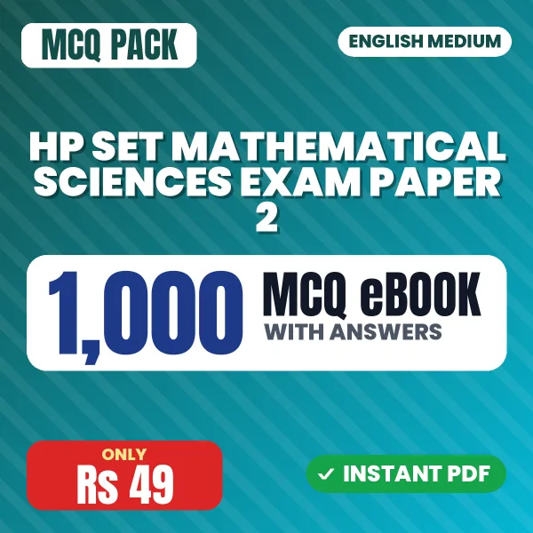 HP SET Mathematical Sciences Exam Paper 2 – 1000 MCQ eBook with Answers | English Medium PDF Download