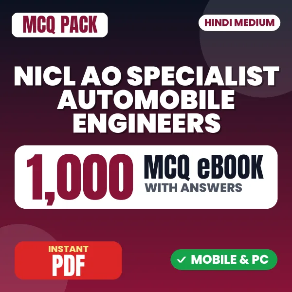 NICL AO Specialist (Automobile Engineers) Prelims Exam – 1000 MCQ eBook with Answers | Hindi Medium PDF Download