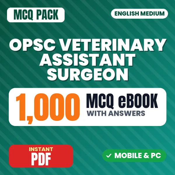 OPSC Veterinary Assistant Surgeon Exam Paper 1 – 1000 MCQ eBook with Answers | English Medium PDF Download
