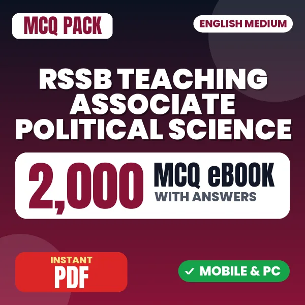 RSSB Teaching Associate (Political Science) Exam Paper 1 – 2000 MCQ eBook with Answers | English Medium PDF Download