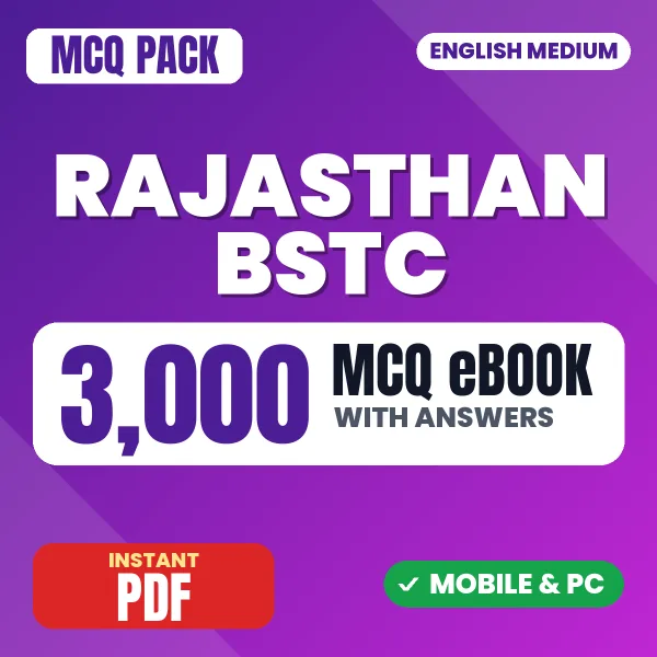 Rajasthan BSTC Pre DELEd Hindi Exam – 3000 MCQ eBook with Answers | English Medium PDF Download