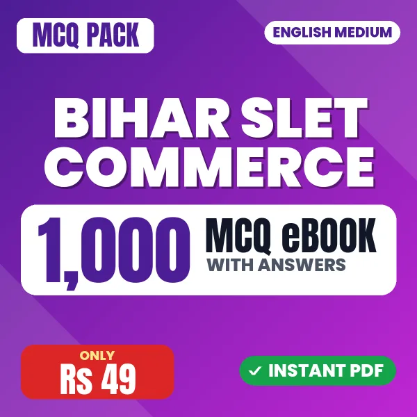 Bihar SLET Commerce Exam – 1000 MCQ eBook with Answers | English Medium PDF Download