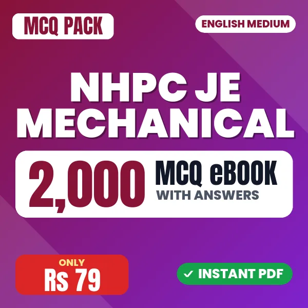 NHPC JE Mechanical Exam – 2000 MCQ eBook with Answers | English Medium PDF Download