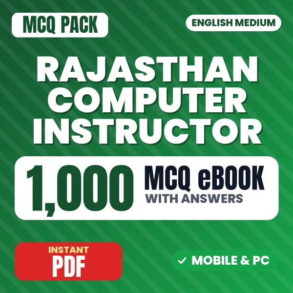 Rajasthan Computer Instructor (Anudeshak) Exam Paper I – 1000 MCQ eBook with Answers | English Medium PDF Download