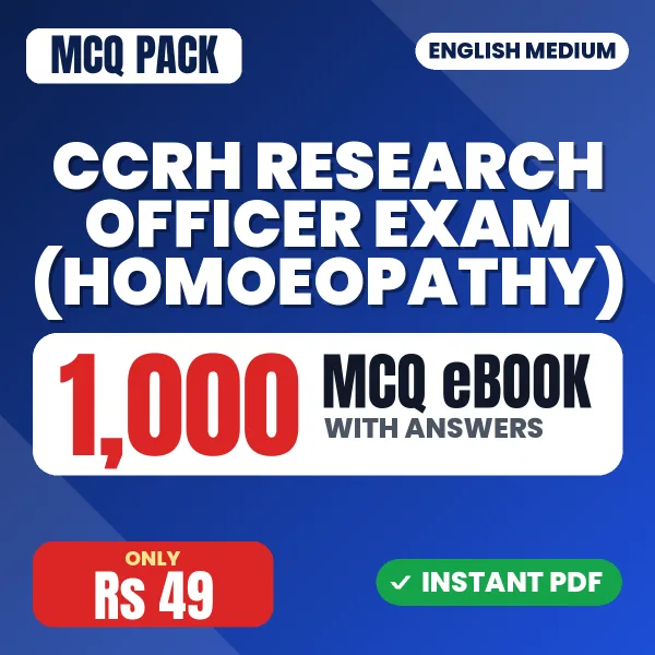 CCRH Research Officer Exam (Homoeopathy) – 1000 MCQ eBook with Answers | English Medium PDF Download