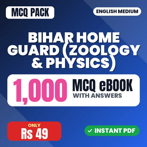 Bihar Home Guard (Zoology & Physics) Exam – 1000 MCQ eBook with Answers | English Medium PDF Download