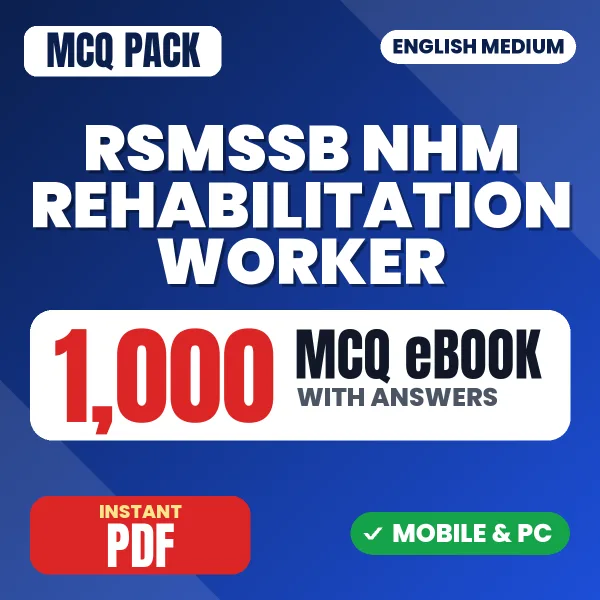 RSMSSB NHM Rehabilitation Worker Exam – 1000 MCQ eBook with Answers | English Medium PDF Download