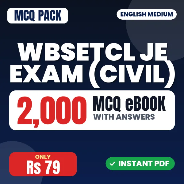 WBSETCL JE Exam (Civil) – 2000 MCQ eBook with Answers | English Medium PDF Download