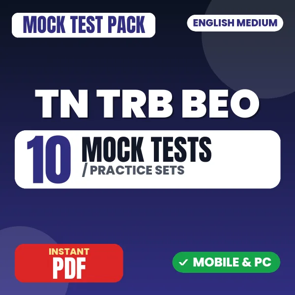 TN TRB BEO (Part-A) Exam - Tamil – 10 Mock Tests / Practice Sets | English Medium PDF Download