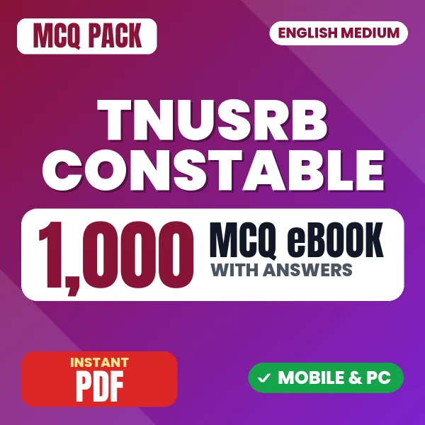 TNUSRB Constable Exam Paper 2 – 1000 MCQ eBook with Answers | English Medium PDF Download