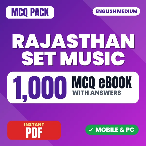 Rajasthan SET (Music) Exam – 1000 MCQ eBook with Answers | English Medium PDF Download