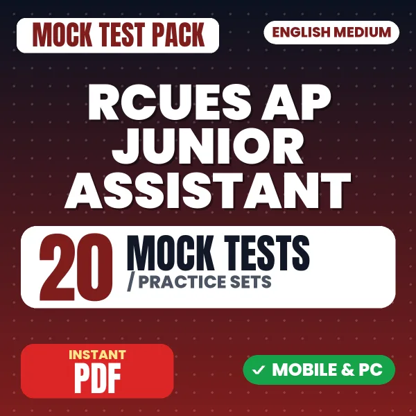 RCUES AP Junior Assistant Exam – 20 Mock Tests / Practice Sets | English Medium PDF Download