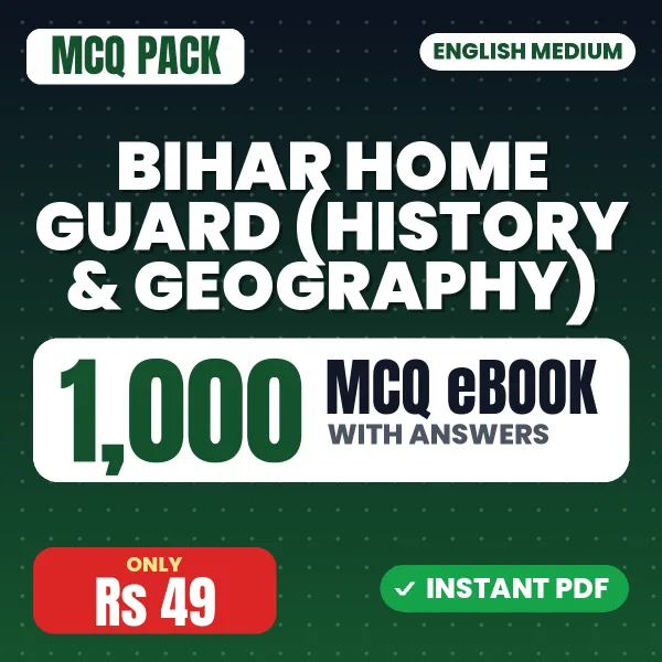 Bihar Home Guard (History & Geography) Exam – 1000 MCQ eBook with Answers | English Medium PDF Download