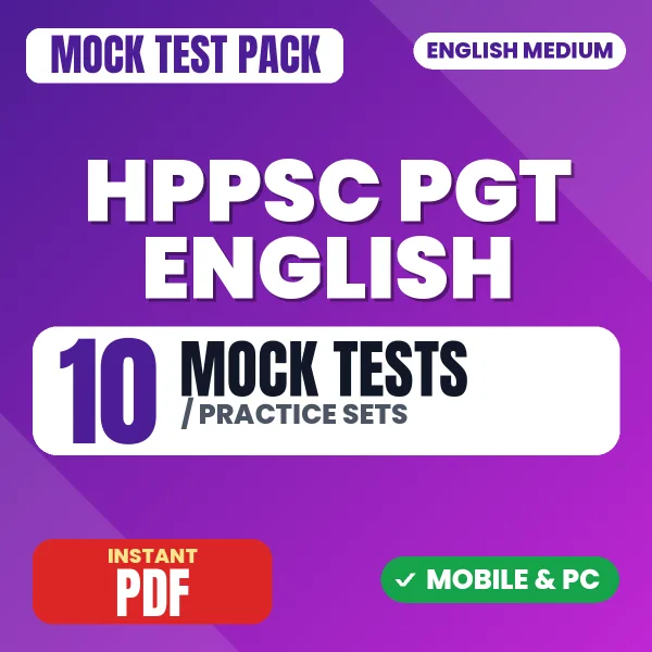 HPPSC PGT English Exam – 10 Mock Tests / Practice Sets | English Medium PDF Download