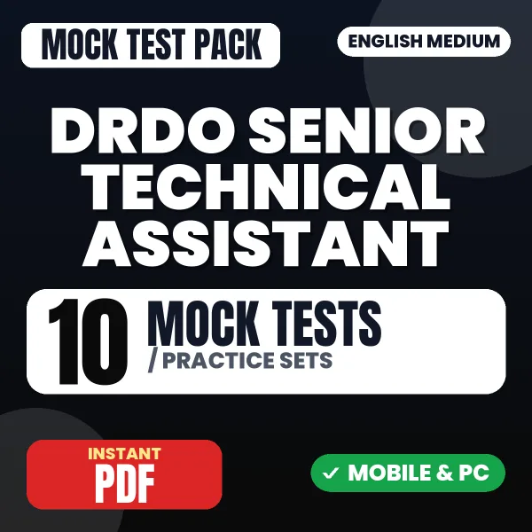DRDO CEPTAM Senior Technical Assistant (Chemical) Exam Tier 1 – 10 Mock Tests / Practice Sets | English Medium PDF Download