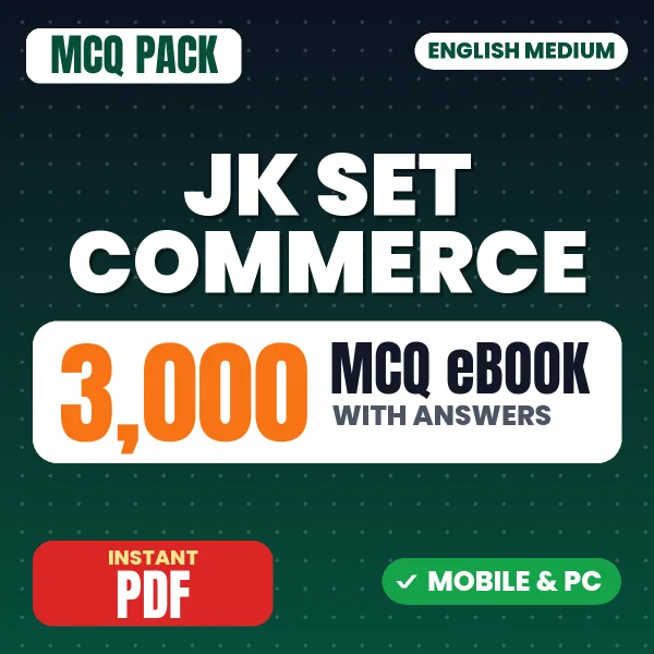 JK SET Commerce (Paper 2) Exam – 3000 MCQ eBook with Answers | English Medium PDF Download