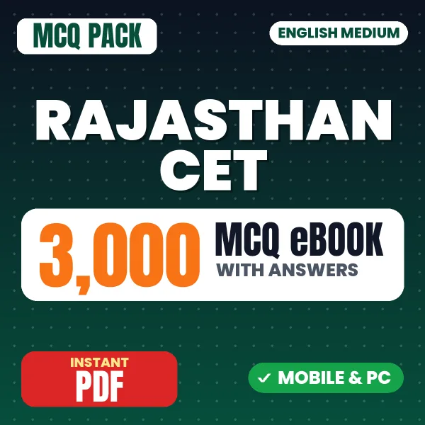 Rajasthan CET Exam (Graduation Level) – 3000 MCQ eBook with Answers | English Medium PDF Download