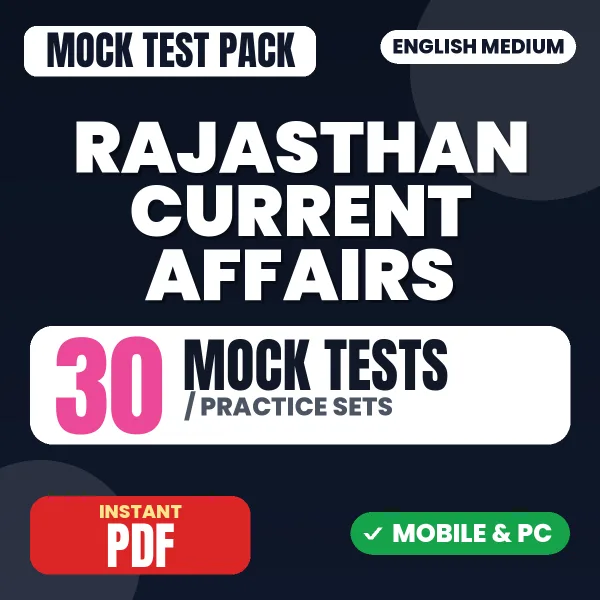 Rajasthan Current Affairs in English - January 2026 – 30 Mock Tests / Practice Sets | English Medium PDF Download