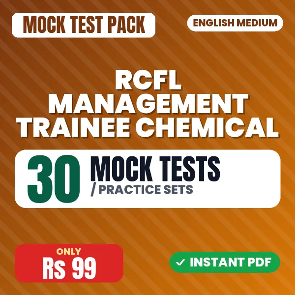 RCFL Management Trainee Chemical Exam – 30 Mock Tests / Practice Sets | English Medium PDF Download