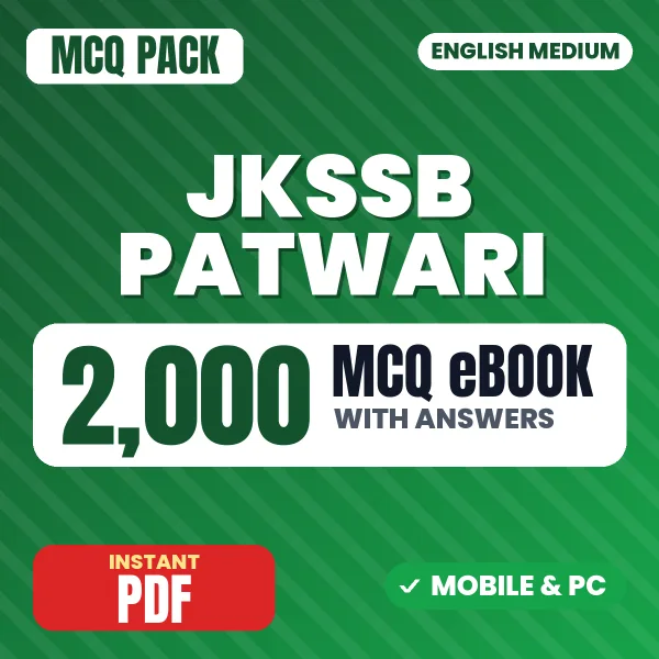 JKSSB Patwari Exam Part I – 2000 MCQ eBook with Answers | English Medium PDF Download