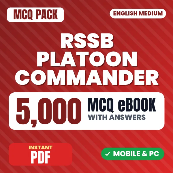 RSSB Platoon Commander Paper-2 Exam – 5000 MCQ eBook with Answers | English Medium PDF Download