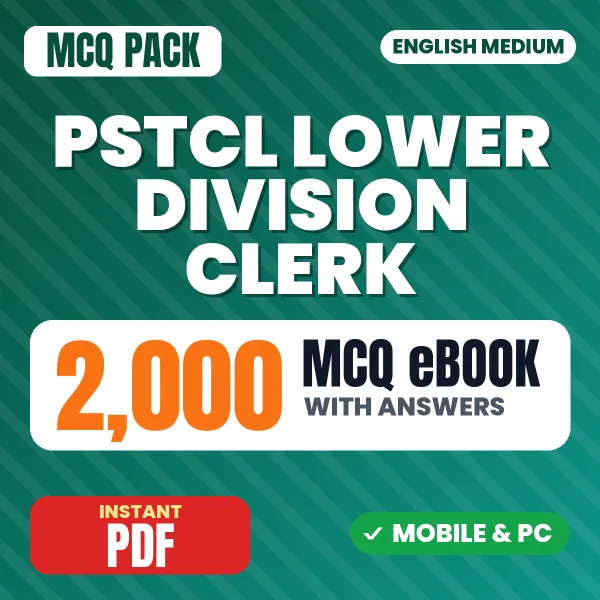 PSTCL Lower Division Clerk/Typist Exam – 2000 MCQ eBook with Answers | English Medium PDF Download
