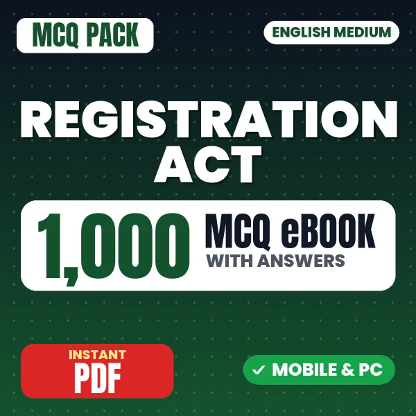 Registration Act, 1908 – 1000 MCQ eBook with Answers | English Medium PDF Download
