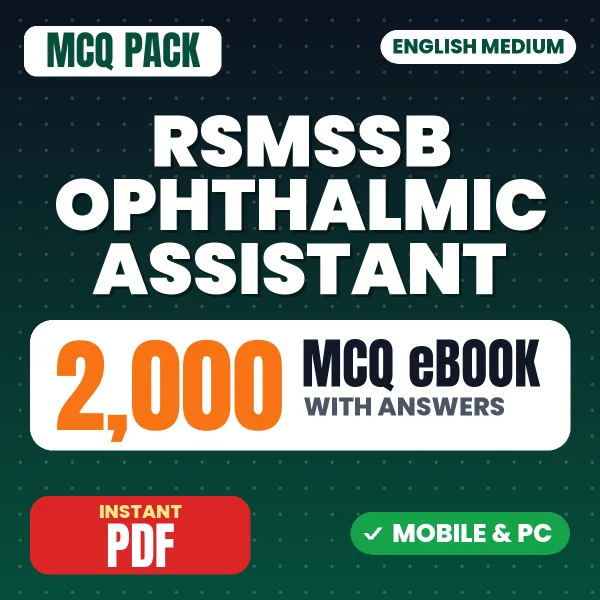 RSMSSB Ophthalmic Assistant Exam – 2000 MCQ eBook with Answers | English Medium PDF Download