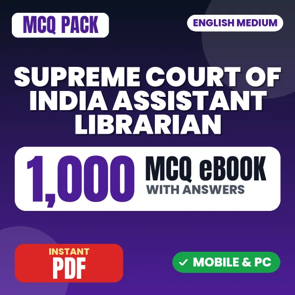 Supreme Court of India Assistant Librarian Exam – 1000 MCQ eBook with Answers | English Medium PDF Download